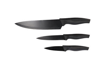 Ad Trend Set 3 Coltelli da Cucina in Acciaio Neri – Kit Coltelli per Tagliare e Preparare Alimenti