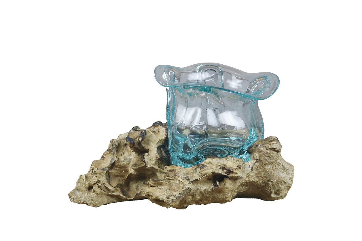 regalo italiano regalo italiano radice legno naturale con vaso h 14 x 10 x 10 cm celeste ean 8057586096714