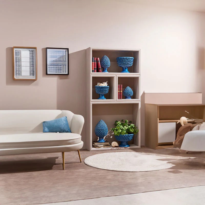 Vase pomme de pin EDG Enzo De Gasperi Fenice avec pied H 24,5 cm P 40 cm Couleur bleu