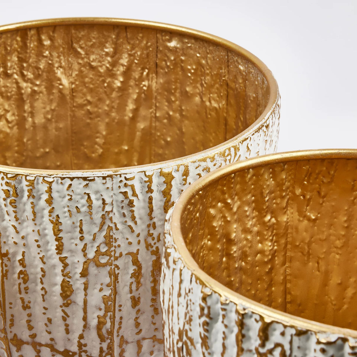 Vase rond Solchi EDG Enzo De Gasperi, lot de 3 pièces, H 26 cm, P 35 cm, or blanc