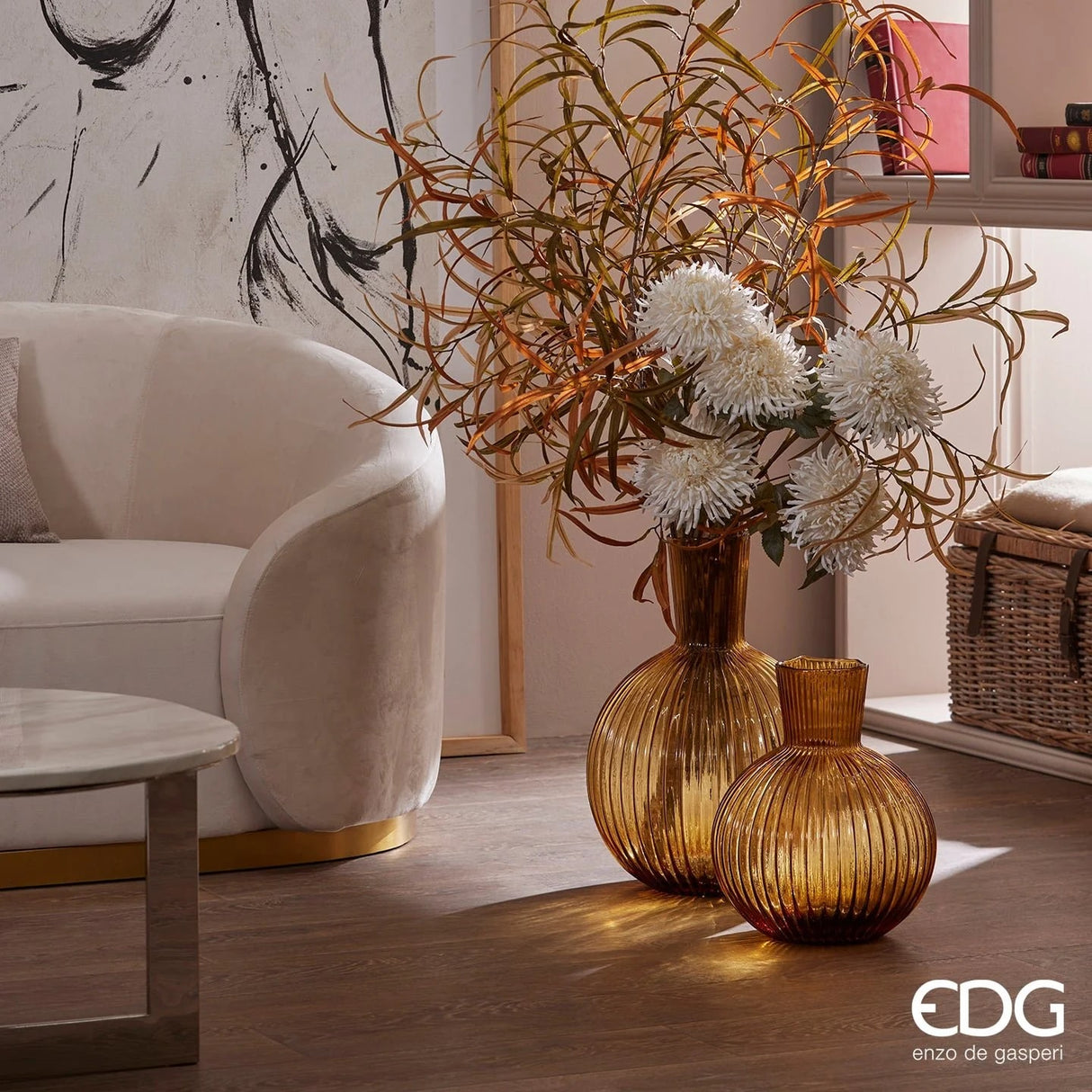 EDG Enzo De Gasperi Vase Ampoule H 48 Cm D 34 Cm Ambre