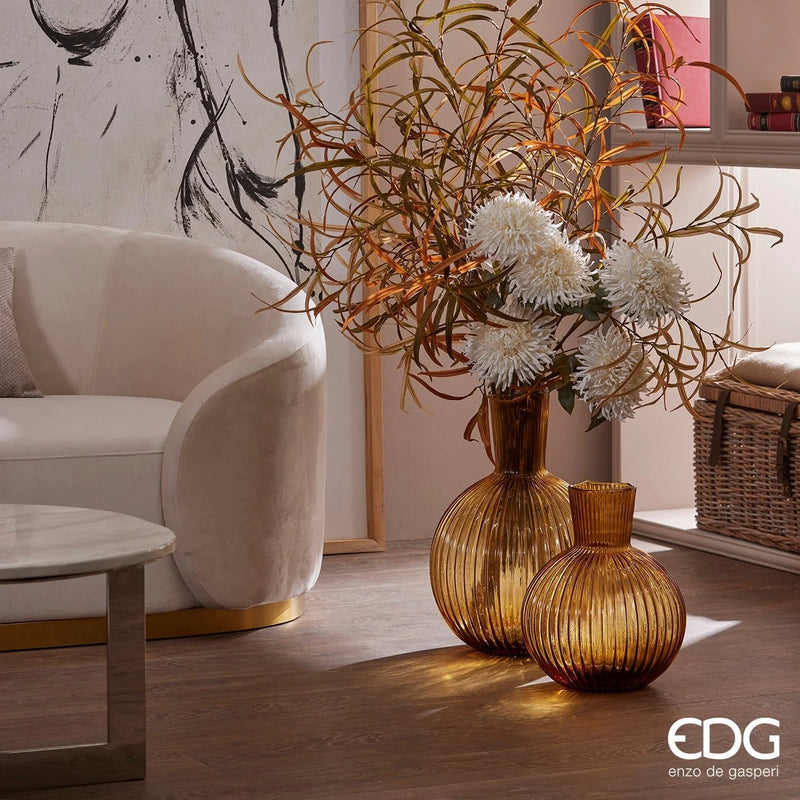 EDG Enzo De Gasperi Vase Ampoule H 35 Cm D 29 Cm Ambre