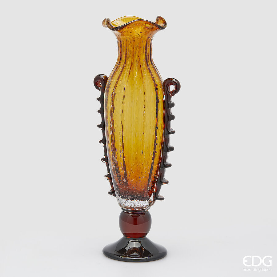 edg enzo de gasperi edg enzo de gasperi vaso corinto coppa h 50 cm l 20 cm l 14 cm vetro amber ean 8059824456342