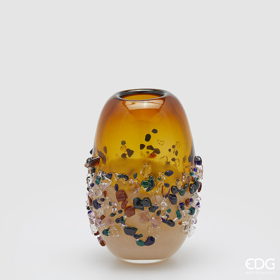edg enzo de gasperi edg enzo de gasperi vaso gemme ovale h 25 cm l 18 cm l 15 cm vetro amber ean 8059824456380