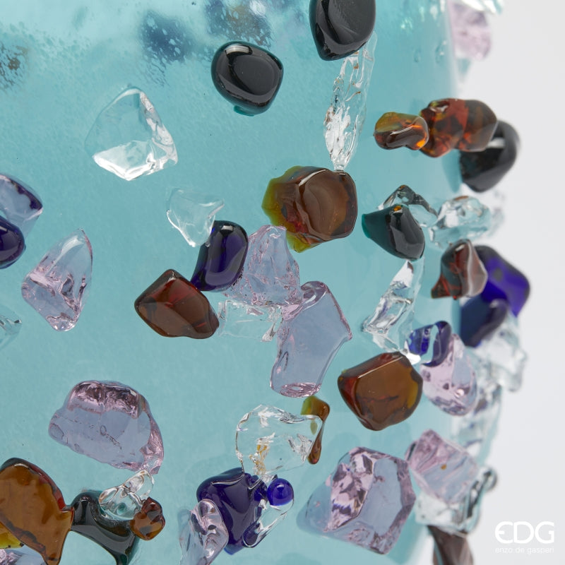 edg enzo de gasperi edg enzo de gasperi vaso gemme ovale h 29 cm l 21 cm l 17 cm vetro turquoise ean 8059824484598