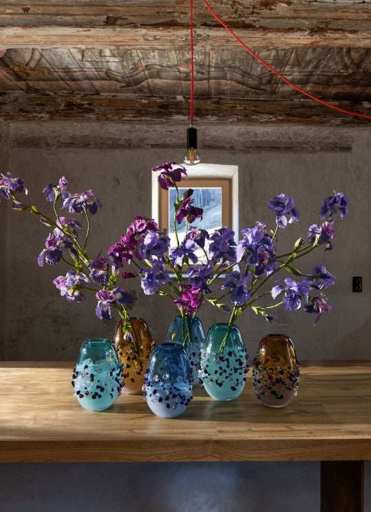 edg enzo de gasperi edg enzo de gasperi vaso gemme ovale h 29 cm l 21 cm l 17 cm vetro turquoise ean 8059824484598