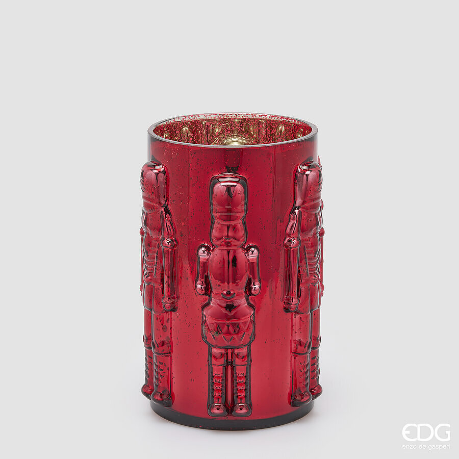 EDG Enzo De Gasperi Vase Soldatino Cylindre Rouge H25 Ø15 cm – Décoration de Noël