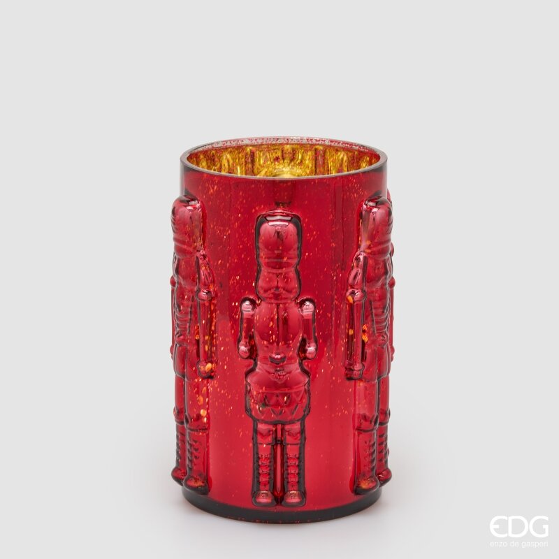 EDG Enzo De Gasperi Vase Soldatino Cylindre Rouge H25 Ø15 cm – Décoration de Noël