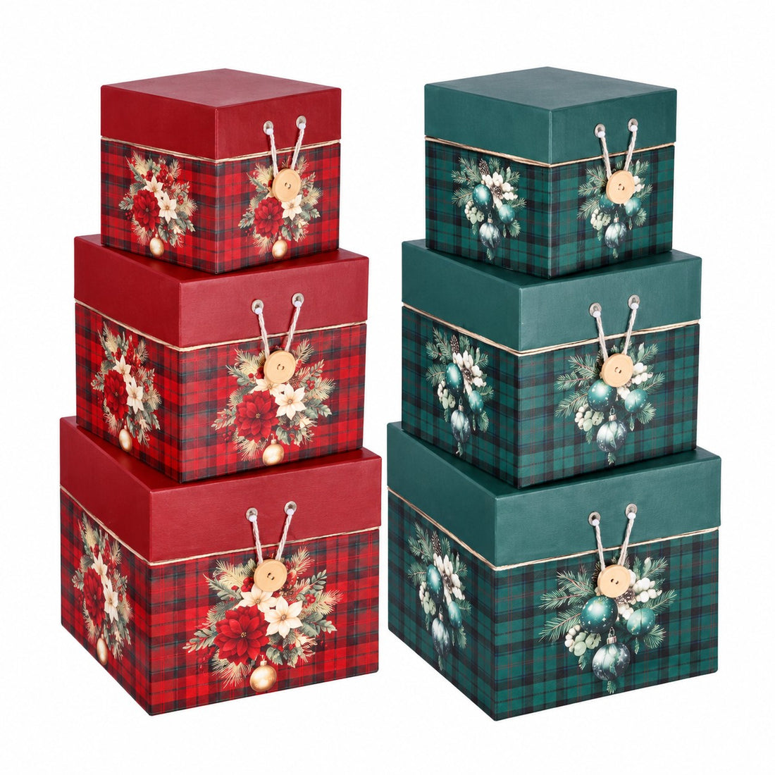 Ad Trend Set 3 Boîtes Carrées en Carton Thème Noël Ass. 1 Lot – Emballages Cadeaux Noël
