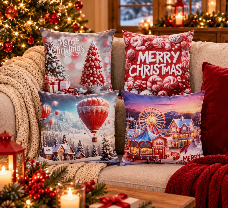 Ad Trend Cuscino Natalizio Decorativo in Tessuto Assortito 45x45 cm 1 Pz – Accessorio d'Arredo per Divano e Casa di Natale
