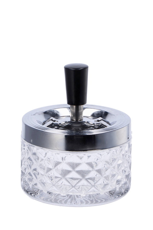 Cendrier italien de printemps en verre et métal, diamètre 9,5 cm, hauteur 11,5 cm