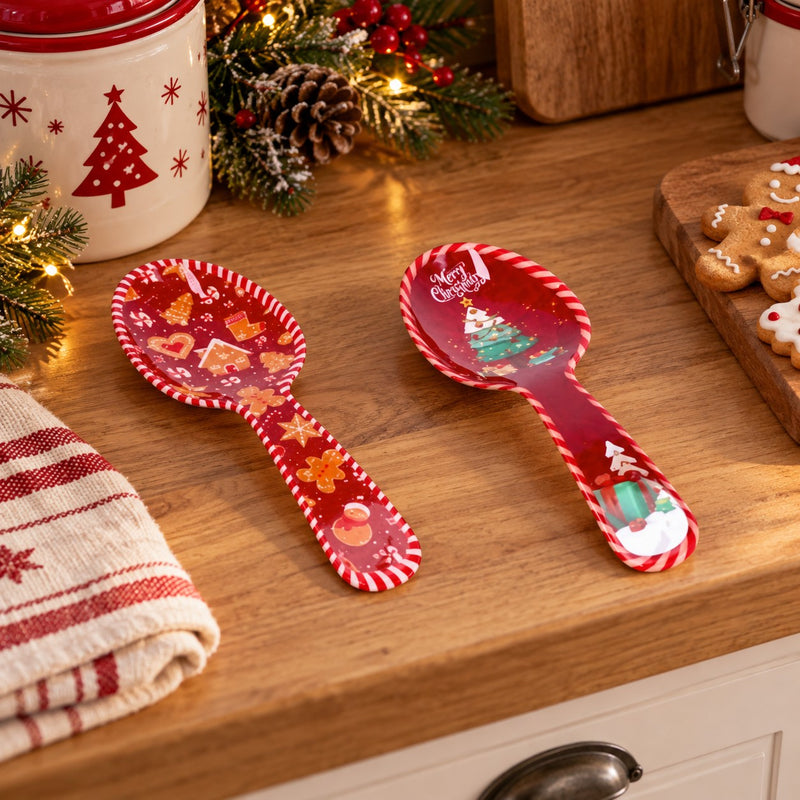 Ad Trend Repose-Cuillère Noël en Mélamine Assortie 10x28xH3 cm 1 Pcs – Accessoire de Cuisine de Noël
