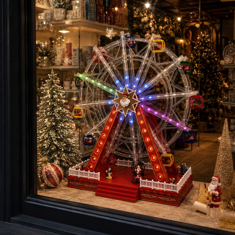 Carrousel de Noël italien avec 100 LED 57 x 25 cm H 64 cm Rouge