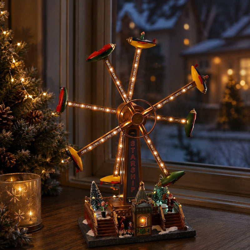 Carrousel de Noël italien avec 77 LED 37 x 19 cm H 48 cm Multicolore
