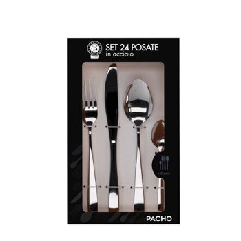 Ad Trend Set 24 Posate Pacho in Acciaio Color Argento – Servizio Posate Elegante per 6 Persone per la Tavola e la Casa
