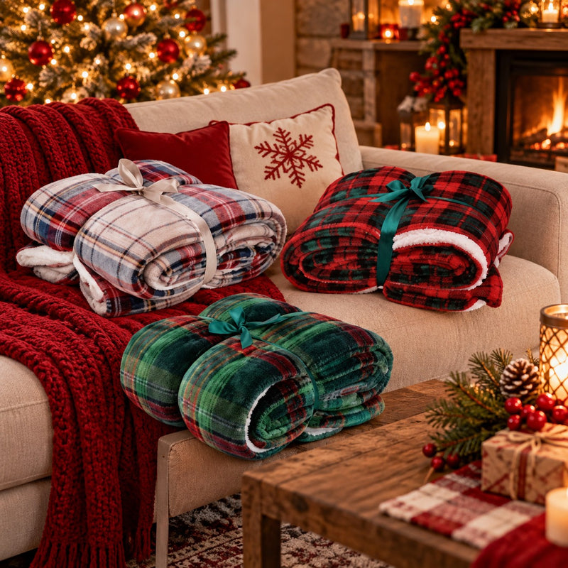 Ad Trend Couverture de Noël en Flanelle et Sherpa Ass. 1 pc 200x220 cm – Plaid Doux et Chaud pour Lit
