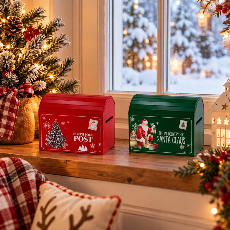 Ad Trend Boîte à Courrier Festive en MDF Assortie 28x19xH24 cm 1 Pcs – Décoration de Noël