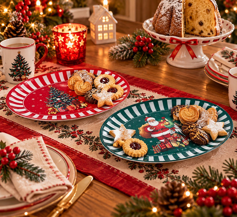Ad Trend Vassoio Ovale Natalizio in Melamina Assortito 40x30xH3 cm 1 Pz – Accessorio Tavola di Natale