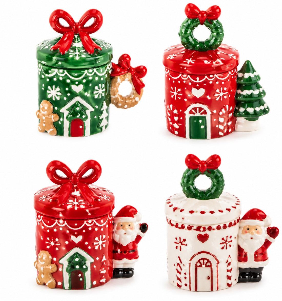 Ad Trend Tasse Noël en Céramique avec Couvercle Assortie 350 ml 1 Pcs – Accessoire Table de Noël