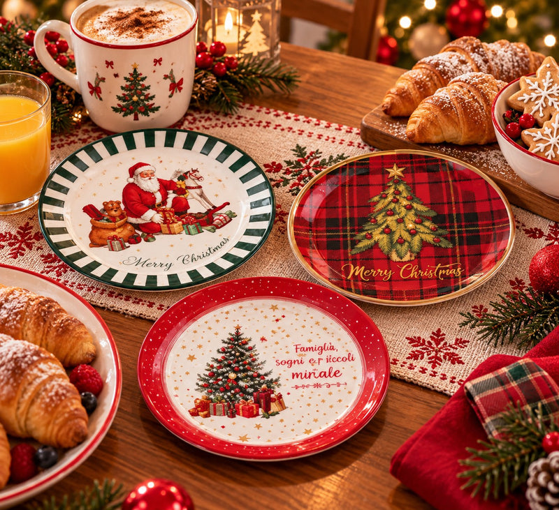Assiettes Natalates Ad Trend en Papier Assortis Ø23 cm 1 Lot – Accessoires Table Jetables de Noël