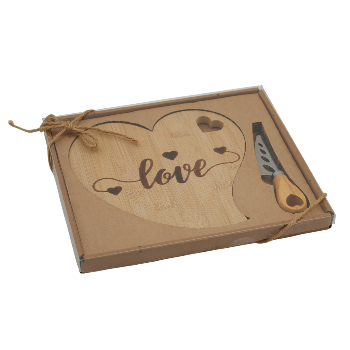 L'Arcolaio Set Coltellino da Formaggio con Vassoio Cuore in Bambù Idea Regalo Gourmet