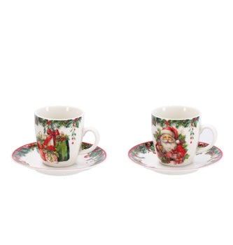 Ad Trend Service à Café Festif pour 6 Personnes Ø6xH6 cm – Ensemble de Tasses à Café pour la Table de Noël