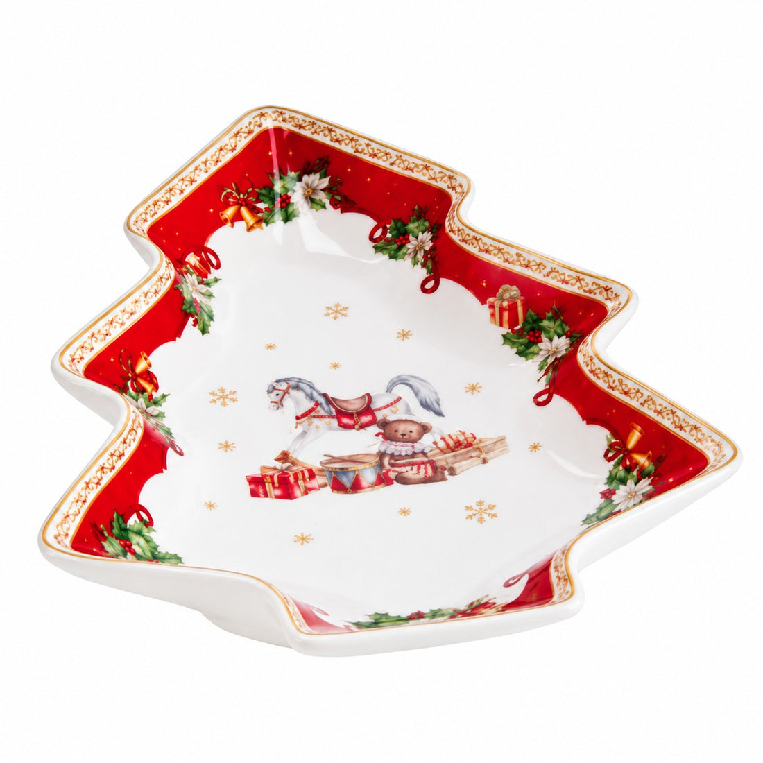 Assiette Ad Trend en Forme de Sapin de Noël en Céramique 19x16 cm – Accessoire Décoratif pour la Table de Noël