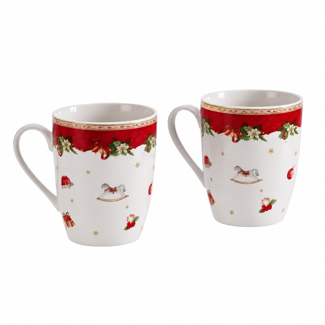 Ad Trend Lot de 2 Mugs de Noël en Céramique 360 ml Ø8xH11 cm – Mugs Décoratifs pour le Petit-Déjeuner de Noël
