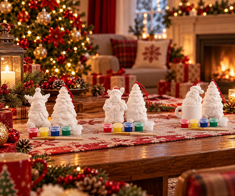 Ad Trend Set 2 Décoratives de Noël à Peindre avec Pinceau et 5 Peintures Assorties 1 Set – Kit Créatif DIY de Noël