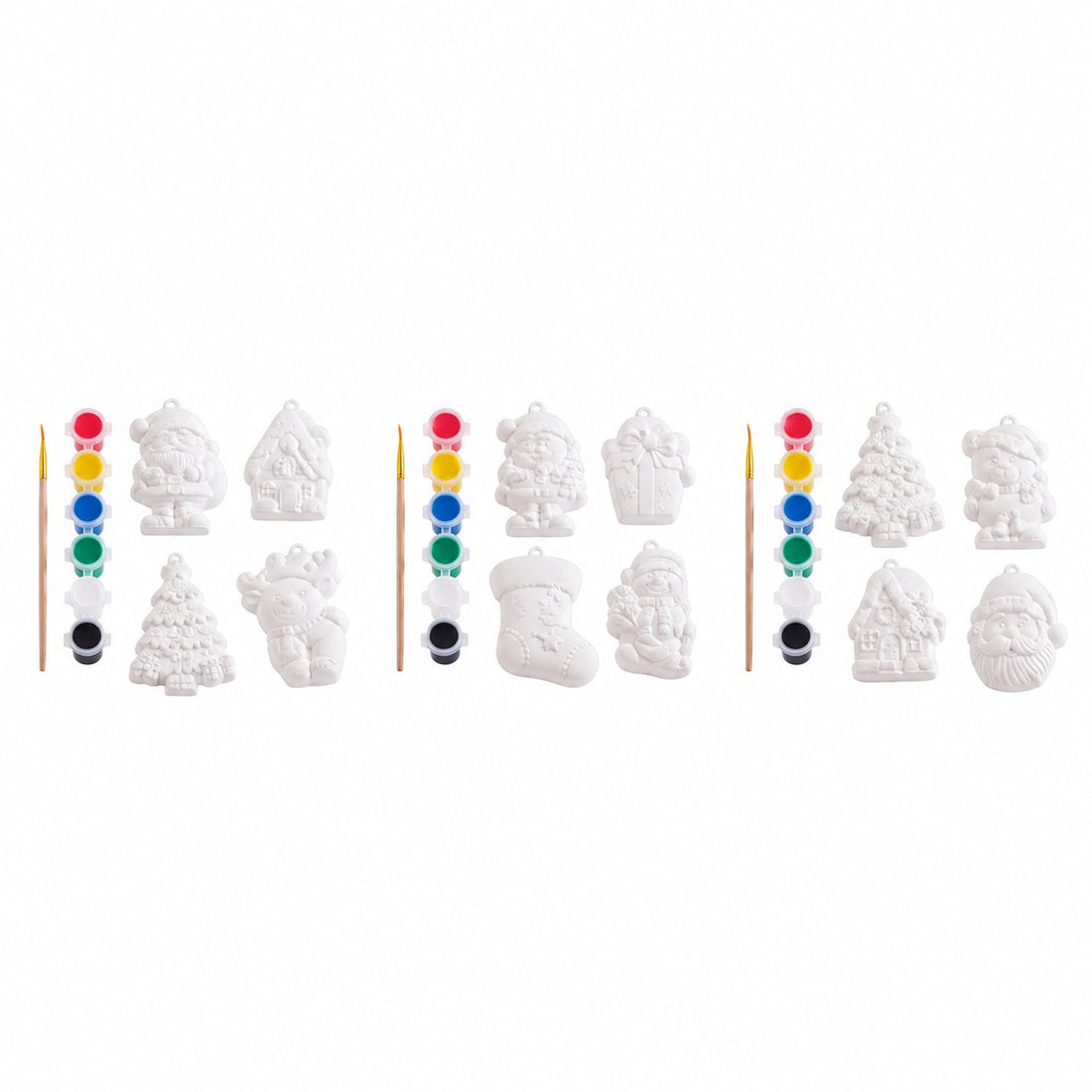 Ad Trend Set 4 Décors de Noël à Peindre avec Pinceau et 6 Peintures Assorties 1 Set – Kit Créatif DIY de Noël