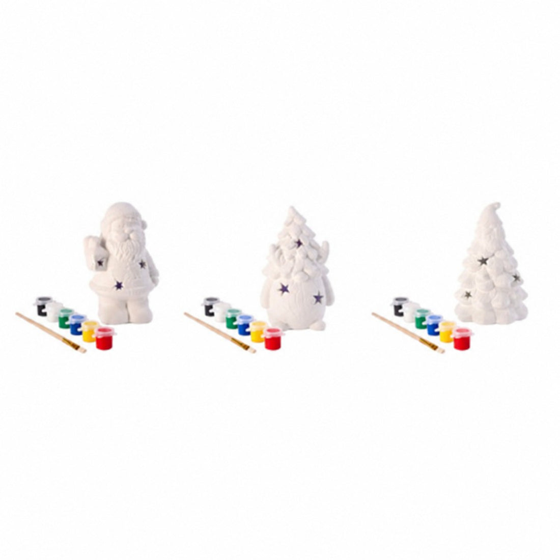 Ad Trend Décoration de Noël avec LED à Peindre, Pinceau et 6 Temperas Assortis 1 Set – Kit Créatif Fait Maison de Noël
