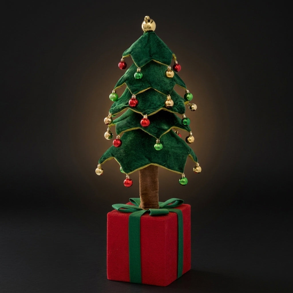 Sapin de Noël Décoratif Ad Trend avec Cadeau Vert et Rouge 25x25xH70 cm – Décoration Noël pour la Maison