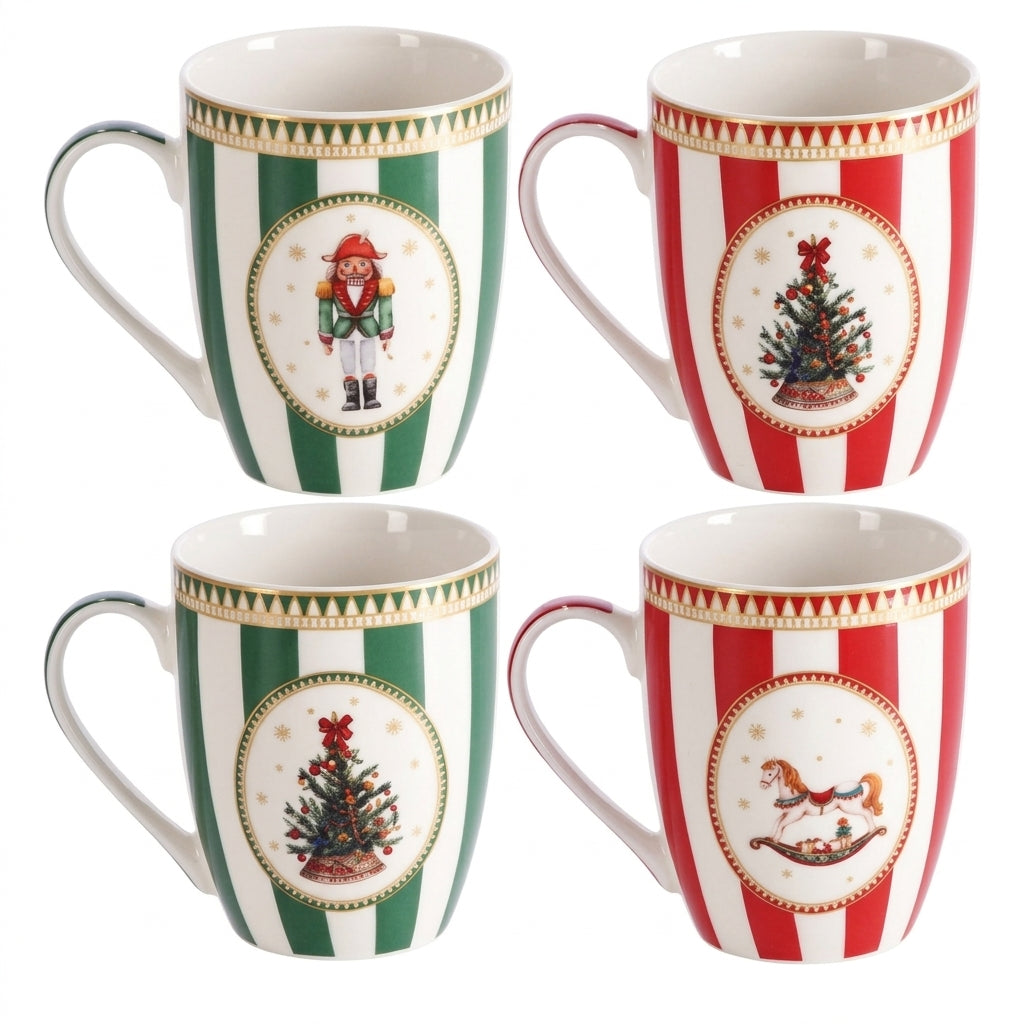 Ad Trend Tasse Mug Festive Assorties 360 ml Ø8xH10 cm 1 Pcs – Tasse Décorative pour le Petit Déjeuner de Noël
