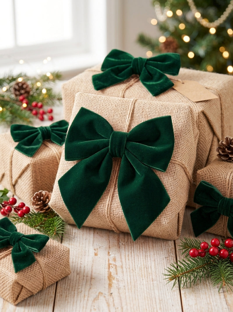 Ad Trend Fiocco Natalizio Verde in Velluto e Plastica 8x11 cm – Decorazione per Albero di Natale, Addobbi e Confezioni Regalo