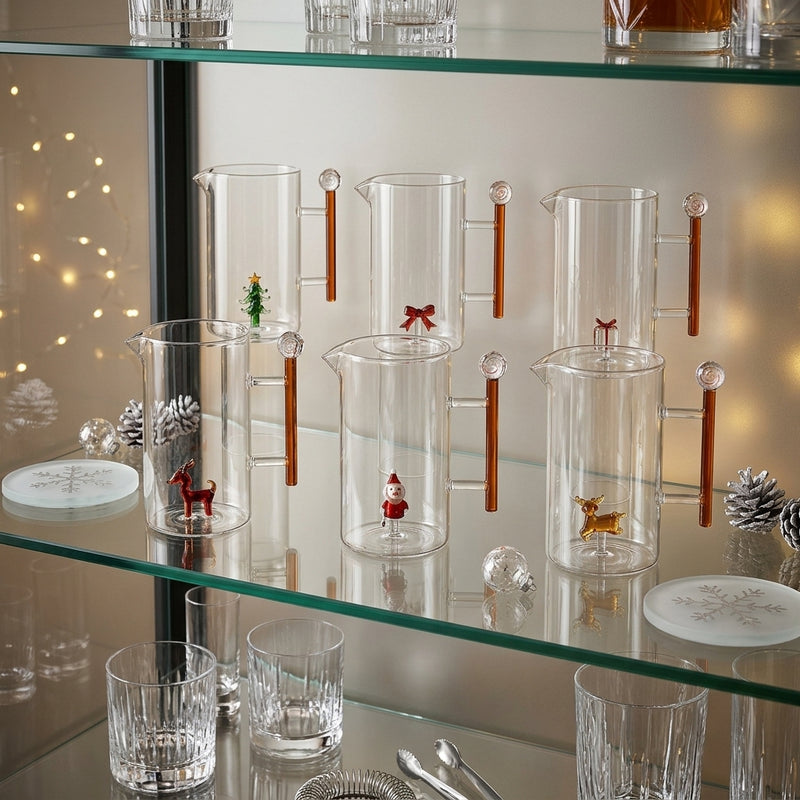 Ad Trend Carafe de Noël en Verre avec Figurine 3D Assortie 1,2 Litres 1 Pcs – Accessoire Décoratif pour la Table de Noël
