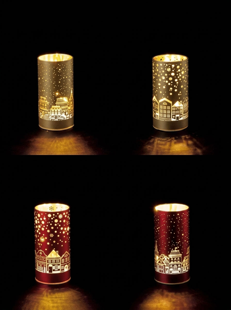 Ad Trend Lampe Noël Cylindrique en Verre Ass. 1 pcs Ø7xH15 cm – Décoration Lumineuse pour la Maison de Noël