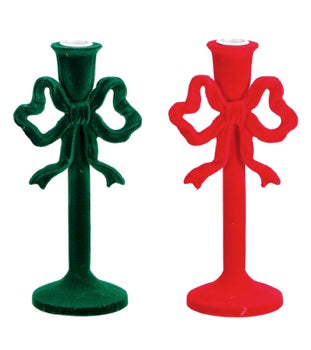 Ad Trend Porte-bougie Noël en Résine et Velours Assortis 9x9xH24 cm 1 Pcs – Décoration pour la Maison et la Table de Noël