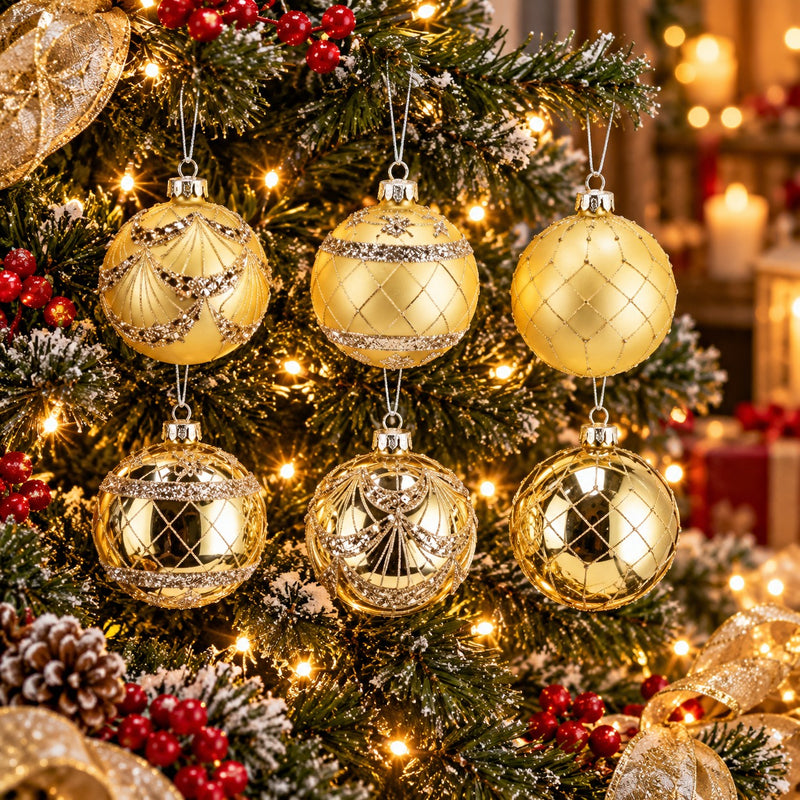 Ad Trend Boule de Noël en Verre Doré Assortie Ø8 cm 1 pcs – Décoration pour Sapin de Noël