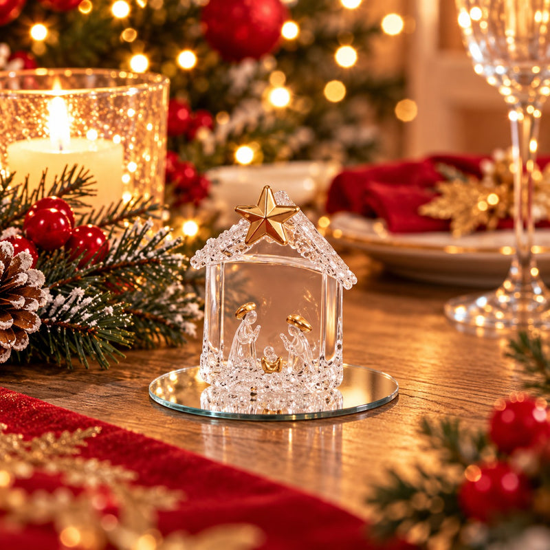 Ad Trend Décoration de Noël en Verre avec Crèche 6x7 cm – Ornement Décoratif pour Sapin de Noël