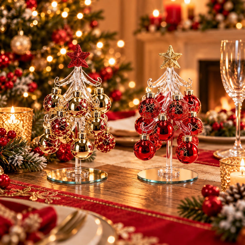 Ad Trend Sapin de Noël Décoratif avec Boules en Verre Assorties Ø7xH15,5 cm 1 Pcs – Décoration de Noël pour la Maison