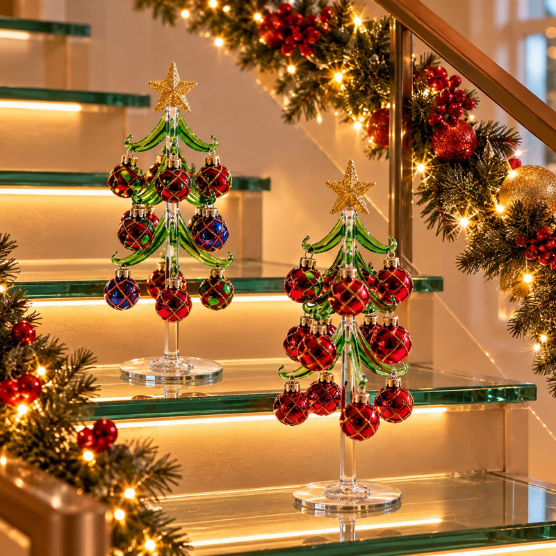 Ad Trend Sapin Noël Décoratif avec Boules en Verre Assorti Ø10xH26 cm 1 pcs – Décoration de Noël pour la Maison