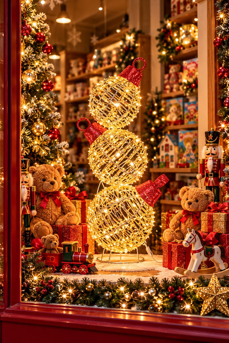 Ad Trend Tour de Boules de Noël Lumineuse Or en Fer et Plastique avec 600 Lumières LED IP44 Ø30xH83 cm – Décoration de Noël pour Extérieur
