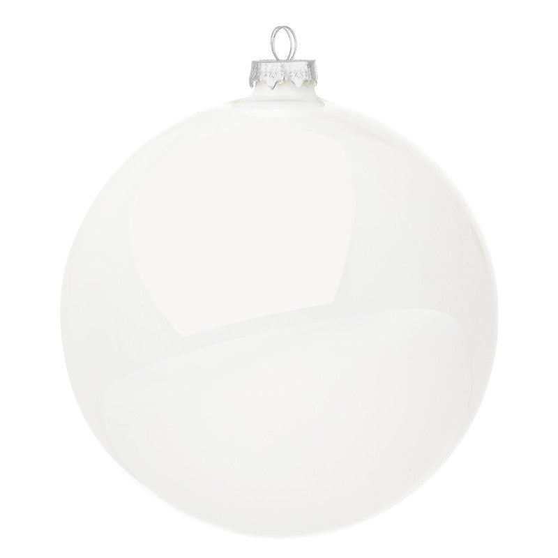 Bizzotto Sfera in Vetro Bianco Lucido D 15 cm – Decorazione Natalizia