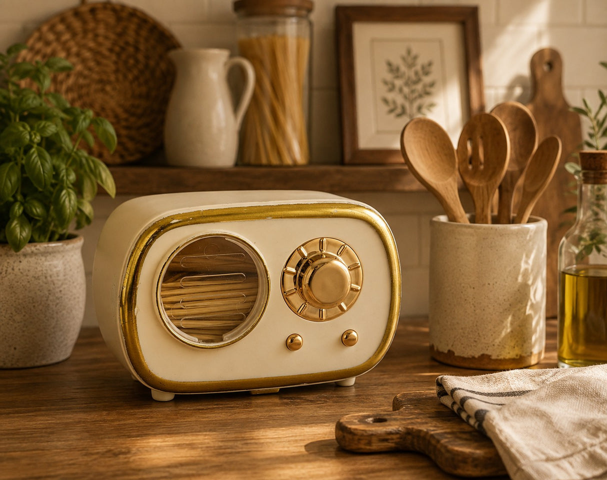 L'Arcolaio Portastuzzicadenti Radio Bianco 7,5x4,5x4 cm Accessorio Originale per Tavola