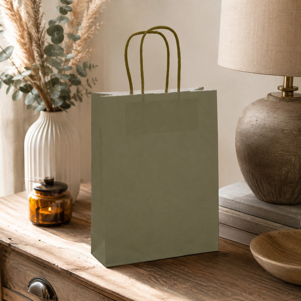 Le Sac à Provisions Kraft Vert L'Arcolaio Cadeaux de Noël 18x7x24 cm Colis de 10 pcs
