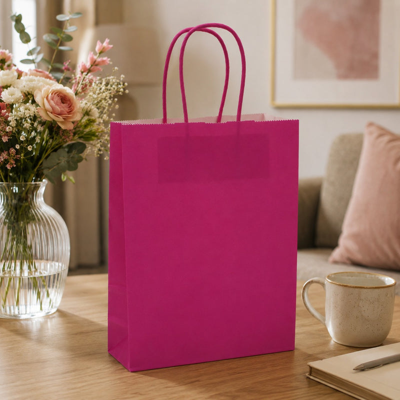 La Shopper Kraft Fuchsia L'Arcolaio Cadeaux de Noël 18x7x24 cm Cof 10 pcs
