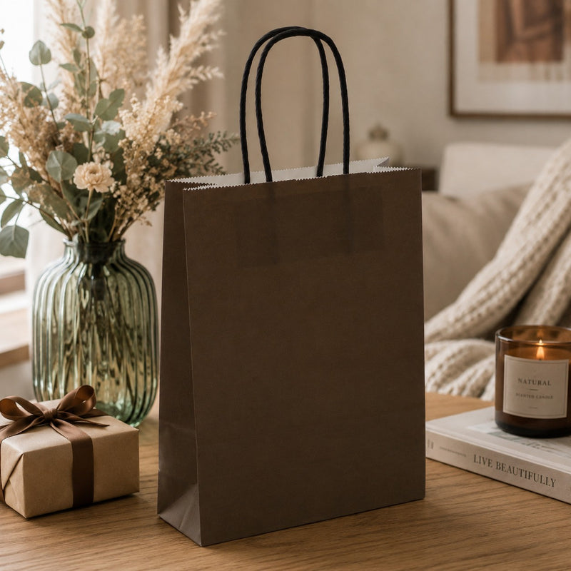 L'Arcolaio Shopper Kraft Marron Cadeaux de Noël 18x7x24 cm Colis 10 pcs