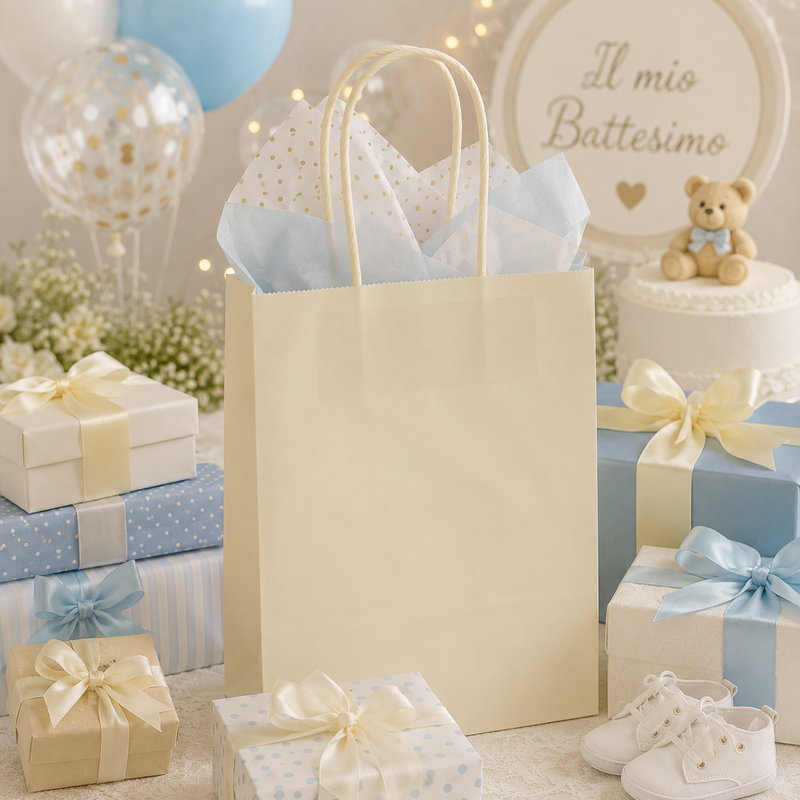 Shopper L'Arcolaio Kraft Crème Cadeaux Noël 36x12x41 cm Paquet 10 pcs
