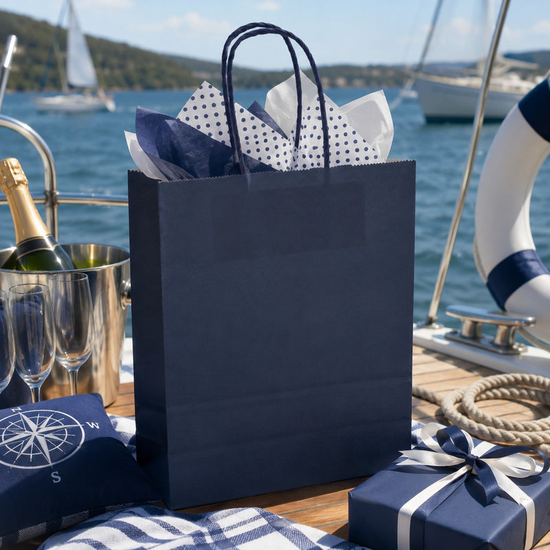 Le Shopper L'Arcolaio en Kraft Bleu Cadeaux de Noël 36X12X41 Cm Colis 10 Pcs