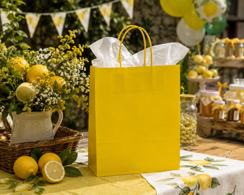 Le Sac Shopper Kraft Jaune L'Arcolaio Cadeaux de Noël 36x12x41 Cm Lot 10 pcs